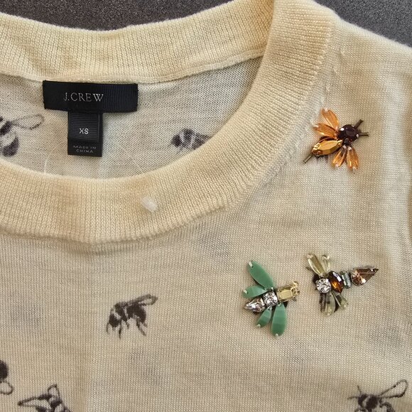 NWOT Jcrew Tippi Bee Embellished Sweater XS Cream - Picture 3 of 3